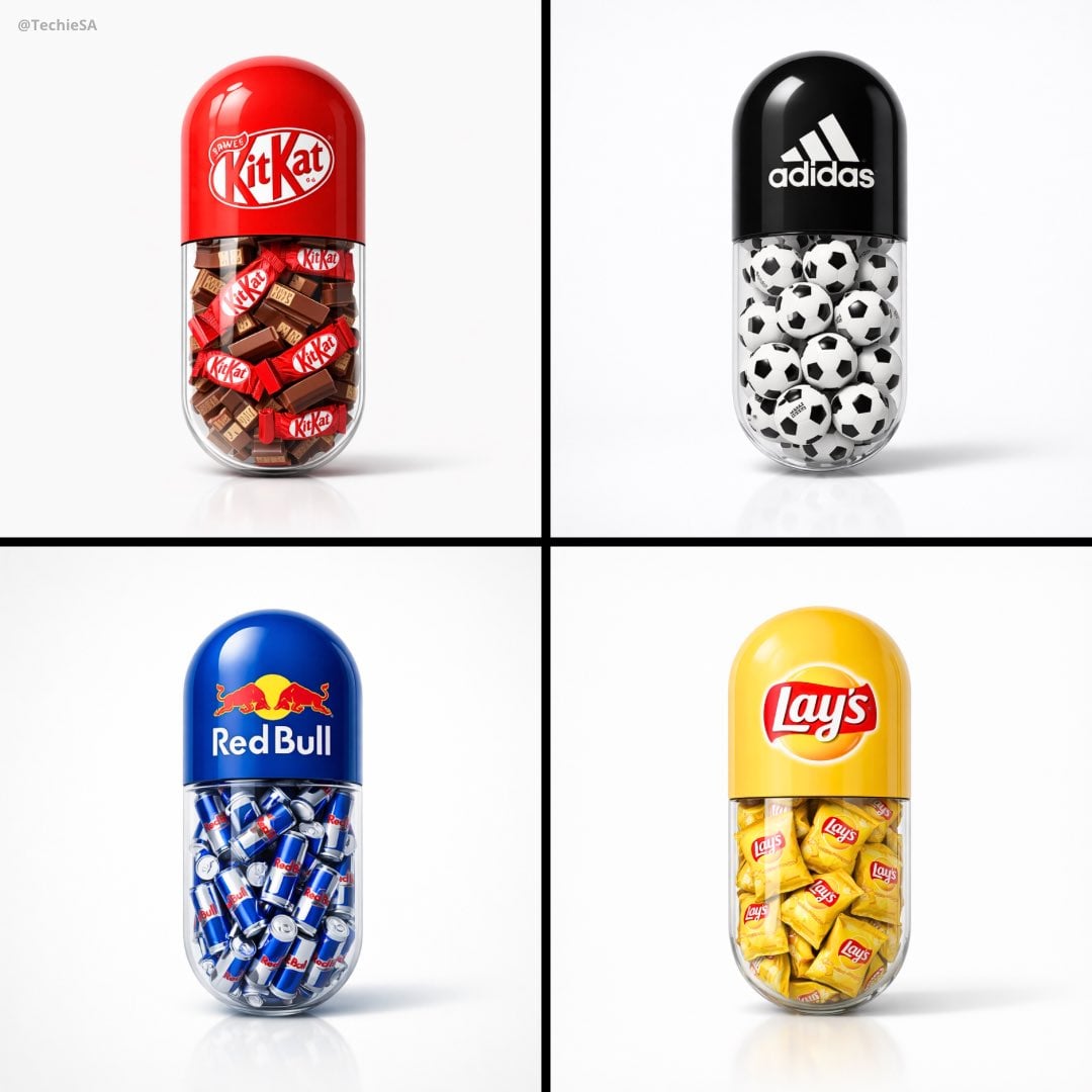 Create a minimal poster. A large capsule pill centered in the frame. The top half o...