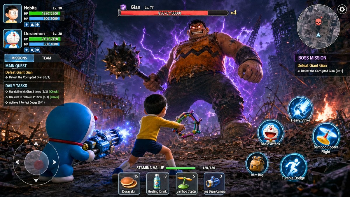 A high-resolution, photorealistic 3D action RPG mobile game screenshot of an epic b...